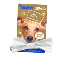 Elegancka muszka dla psa srebrna