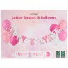 GIRLANDA URODZINOWA Z BALONAMI. HAPPY BIRTHDAY. 100 cm. RÓŻOWA
