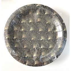 Talerzyki jednorazowe papierowe czarne fajerwerki 18 cm 15 szt.