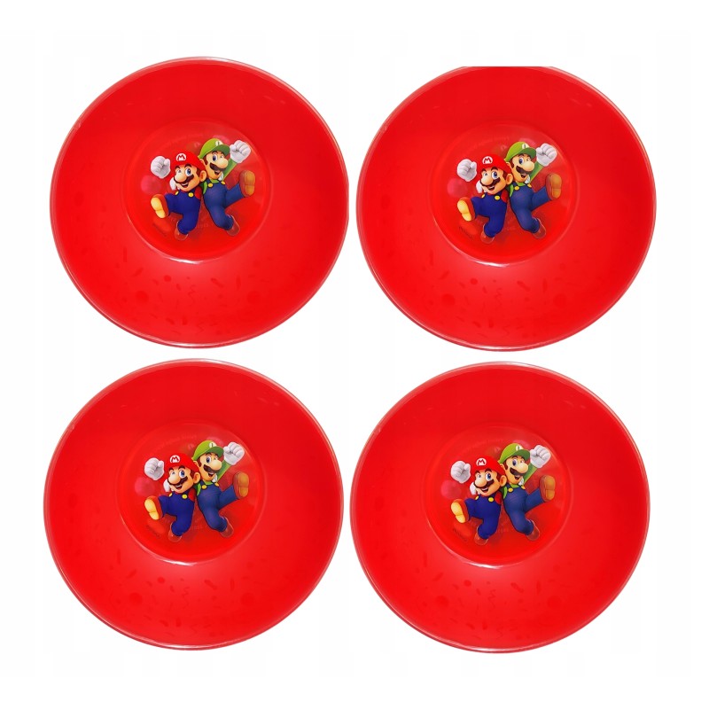 Wielorazowe plastikowe miski MARIO 4 szt można do zmywarki i mikrofali