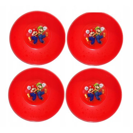 Wielorazowe plastikowe miski MARIO 4 szt można do zmywarki i mikrofali
