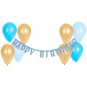 GIRLANDA URODZINOWA Z BALONAMI. HAPPY BIRTHDAY. 100 cm. NIEBIESKA