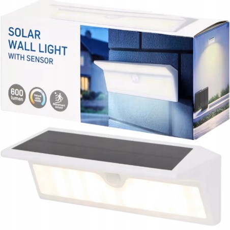 Lampa ścienna czujnik ruchu Solar zewnętrzna akumulatorowa 600 lumen 4000K