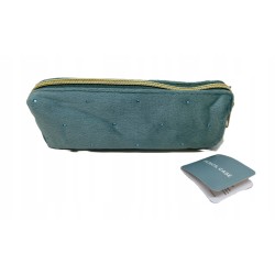 Piórnik saszetka kosmetyczka pluszowa niebieska w cyrkonie glamour