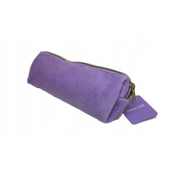Piórnik saszetka kosmetyczka pluszowa fioletowa w cyrkonie glamour