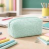 Piórnik kosmetyczka miętowa motyw serca frotte