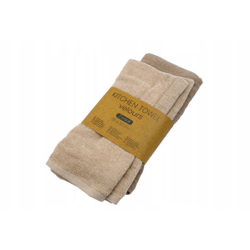 Ręczniki kuchenne velours 50x50 cm 2 szt beż jasny