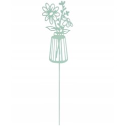 Ozdoba metalowa na szpikulcu KWIATY w wazonie 38 cm Dom Ogród ZIELEŃ