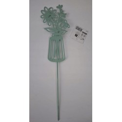 Ozdoba metalowa na szpikulcu KWIATY w wazonie 38 cm Dom Ogród ZIELEŃ
