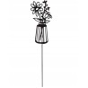 Ozdoba metalowa na szpikulcu KWIATY w wazonie 38 cm Dom Ogród CZARNY