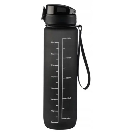 Butelka sportowa CRIVIT 1000 ml motywacyjna, shaker 1 Litr czarny