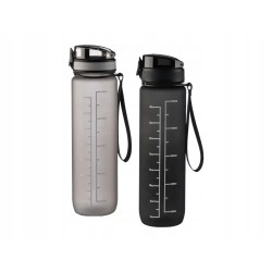 Butelka sportowa CRIVIT 1000 ml motywacyjna, shaker 1 Litr czarny