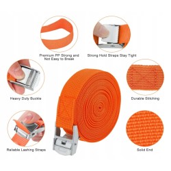 Pas transportowy spinający bagaż do walizki pomarańczowy 2,5 cm x 3,5 m