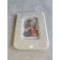 Ramka na jedno zdjęcie 10x13 cm z nóżką boucle biała