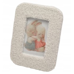Ramka na jedno zdjęcie 10x13 cm z nóżką boucle biała