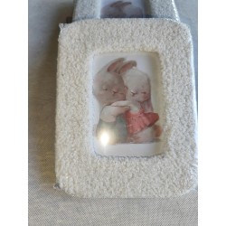 Ramka na jedno zdjęcie 10x13 cm z nóżką boucle biała