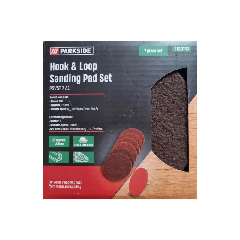 ZESTAW TARCZ SZLIFIERSKICH z DYSKIEM na RZEP PARKSIDE- 7 ELEMENTÓW