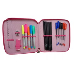 Zestaw 45el. piórnik różowy, ołówki kredki, mazaki duży zestaw dla dziecka