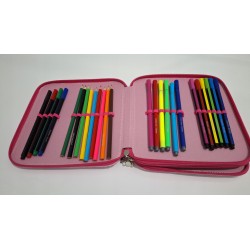 Zestaw 45el. piórnik różowy, ołówki kredki, mazaki duży zestaw dla dziecka