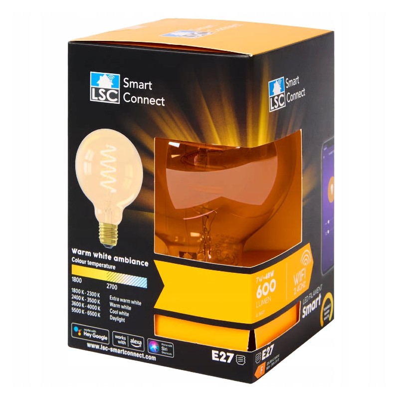 Inteligentna Żarówka dekoracyjna LSC Smart Connect Ciepły Biały E27