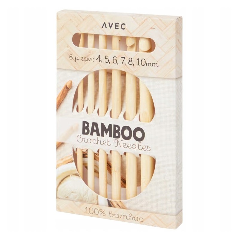 Bambusowe igły do szydełkowania Avec 6 sztuk 4-10 mm z naturalnego drewna