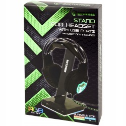 STOJAK na SŁUCHAWKI PODŚWIETLANY 3x USB Battletron