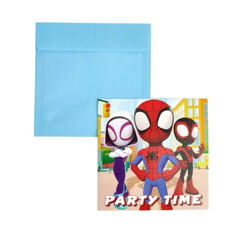 Zaproszenia urodzinowe kartki 8 szt koperty Spidey Spiderman
