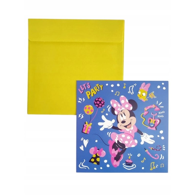 Zaproszenia urodzinowe kartki 8 szt koperty Myszka Minnie