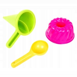 Foremki do piasku Zestaw foremek do piaskownicy i na plażę / Ciasto + Lejek