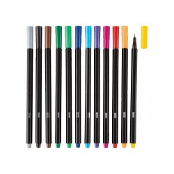 UNITED OFFICE Cienkopisy markery kolorowe punktowe 12 szt W TUBCE