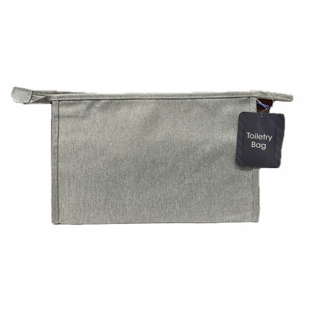 Duża Praktyczna Materiałowa Kosmetyczka Na suwak Szara 32 x 20 cm