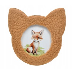 Pluszowa ramka na zdjęcie 10x10 cm lis brązowa 16x16x1,5 cm