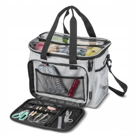 TORBA na akcesoria krawieckie torba dziewiarska 39 x 27 x 29 cm Szara