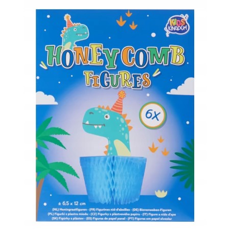 Dekoracja na przyjęcia DINOZAUR Figurki z plastra miodu 6 sztuk