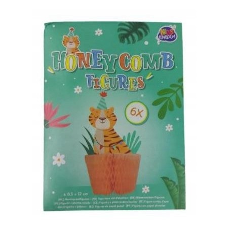 Dekoracja na przyjęcia TYGRYS Figurki z plastra miodu 6 sztuk