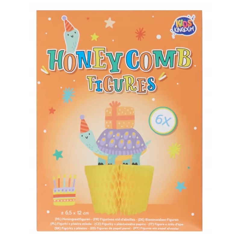 Dekoracja na przyjęcia ŻÓŁW Fgurki z plastra miodu 6 sztuk