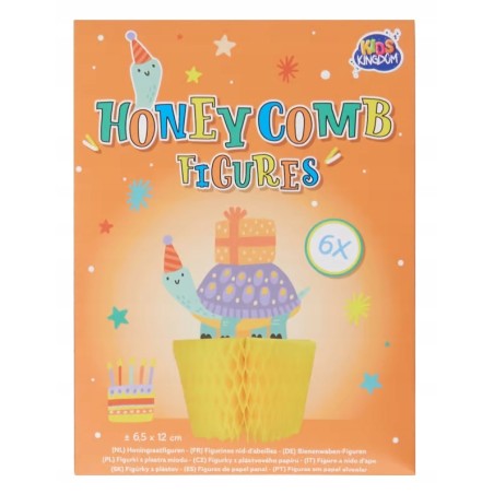 Dekoracja na przyjęcia ŻÓŁW Fgurki z plastra miodu 6 sztuk